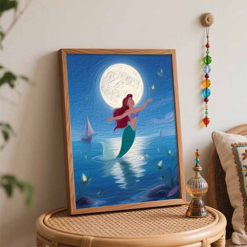 Disney Little Mermaid Digital Oil Painting Art Kit Handmade DIY Home Decor Gift