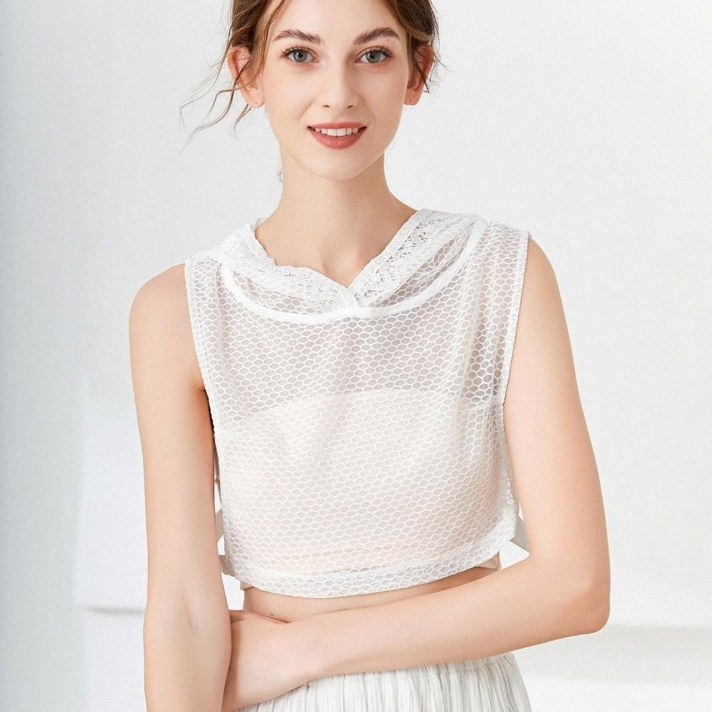 With Cap Mesh Base Layer Top Gauzy Detachable False Collar Casual Fake Lace Floral Collar Women