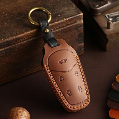 Genuine Leather Car Key Case Cover for 2024 VOYAH Dreamer PHEV EV Zhuoguang PHEV Full Protection Key Shell