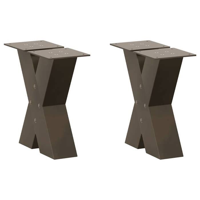 VidaXL Pieds de table basse en forme de X, 2 pièces, acier naturel, 30 x (30-31) cm 4012931