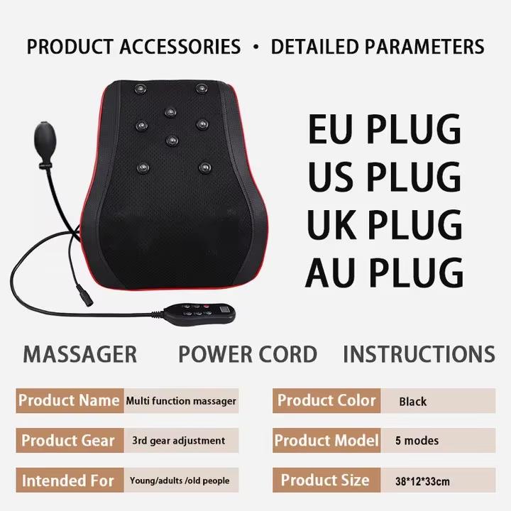 Electric Shiatsu Head Neck Cervical Ttraction Body Massager Car Back Pillow with Heating Vibrating Massage Device