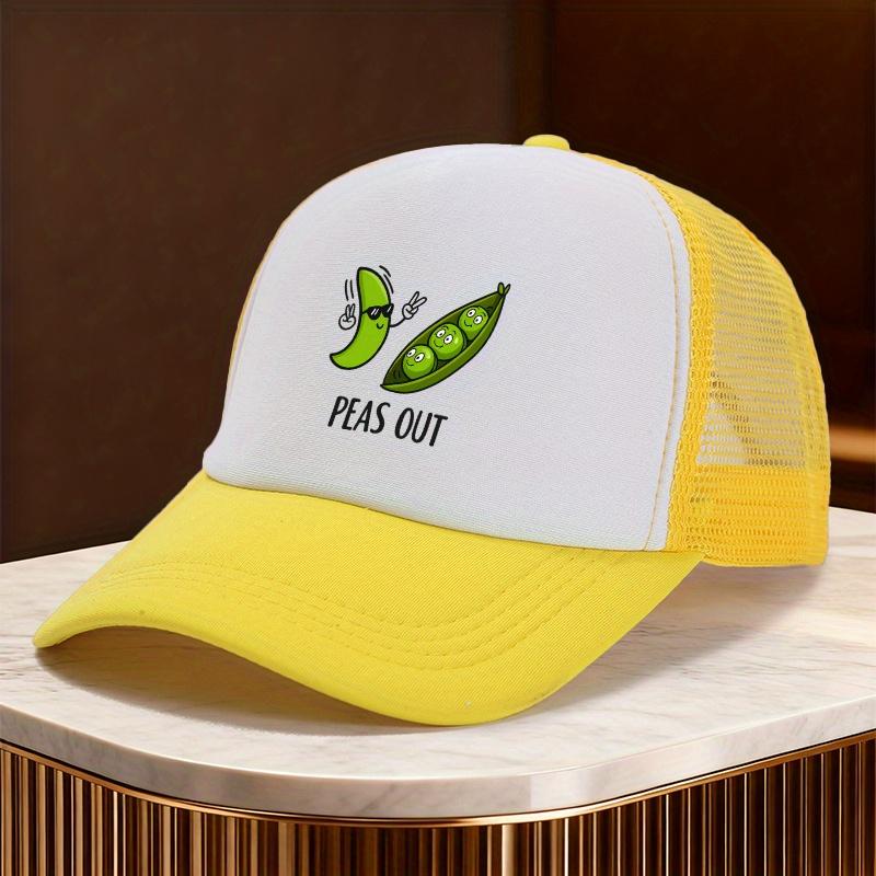 Peas Out Meme Trucker Hat Funny Vegetable Graphic Mesh Baseball Cap Casual Unisex