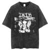 Anime Serial Experiments Lain Vintage Gewaschenes T-Shirt Sommer Herren Damen T-Shirt Baumwolle Harajuku Übergroß Kurzarm T-Shirts Oberteile