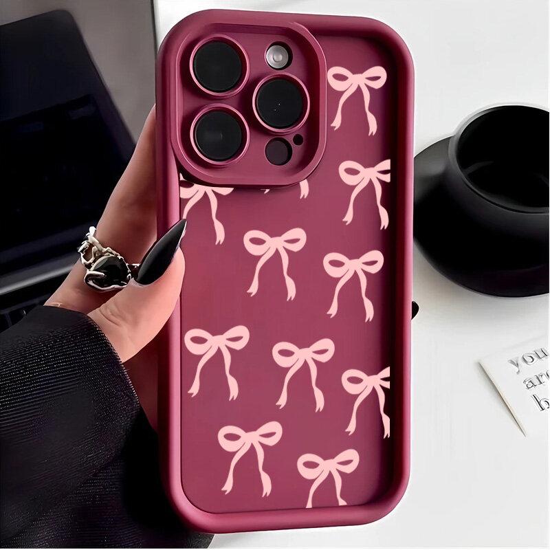 Custodia per Telefono per Motorola Moto G04 G24 G54 G05 G34 G75 G14 G15 E13 E40 E14 E22 E32 G9 G Play 2025 Cover Silicone Fiocco Rosa Custodia