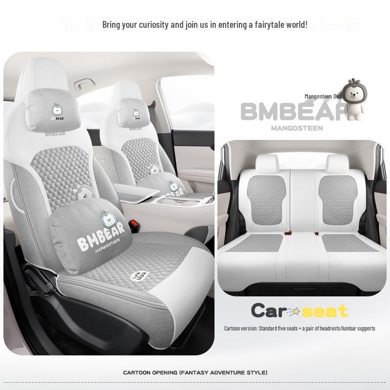 Geely Star Wish Cartoon Linen Seat Covers, Full-Coverage, All-Season Breathable Cushions for UP-Specific Cars