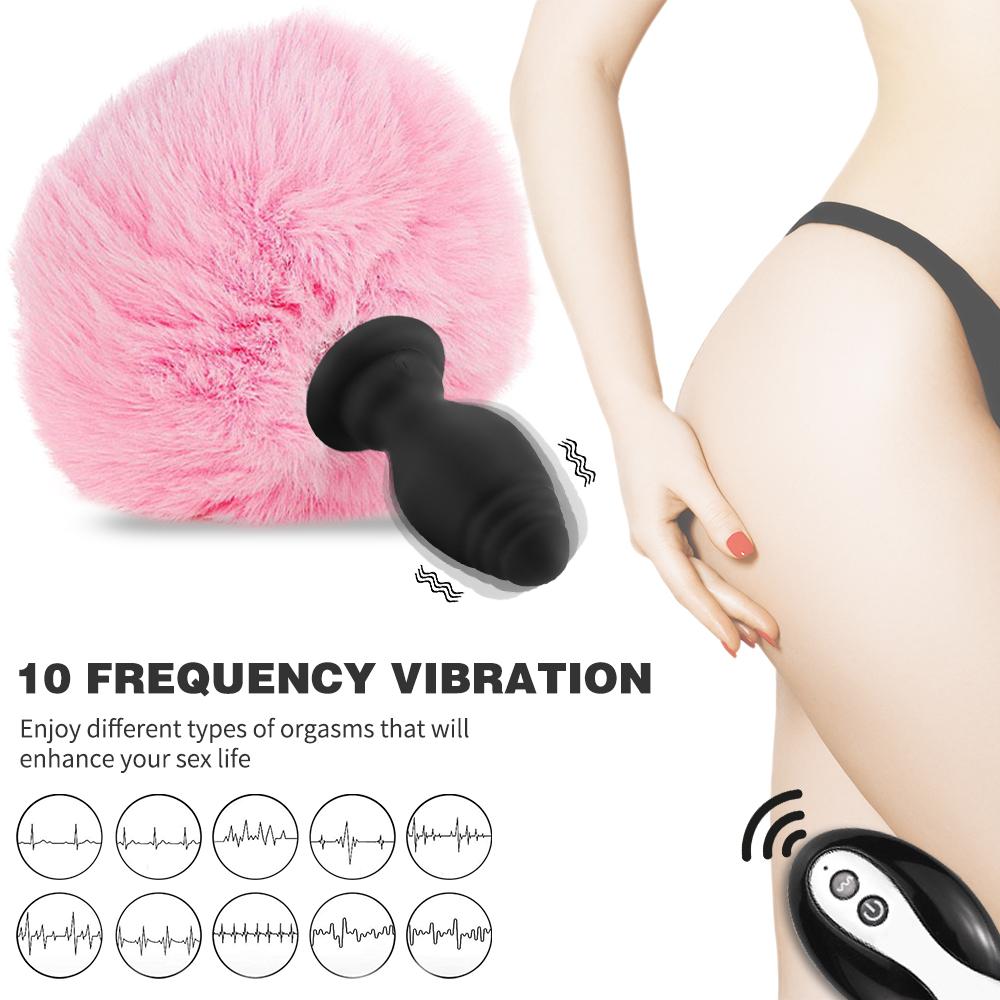 Rabbit Tail Anal Vibrator Remote Control Butt Plug Female Masturbator Adult Product Prostate Massager Erotic Sex Toys For Couple