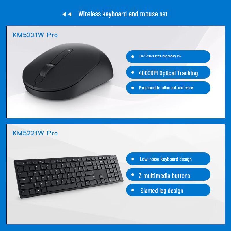 Dell KM5221W Wireless Keyboard and Mouse Set