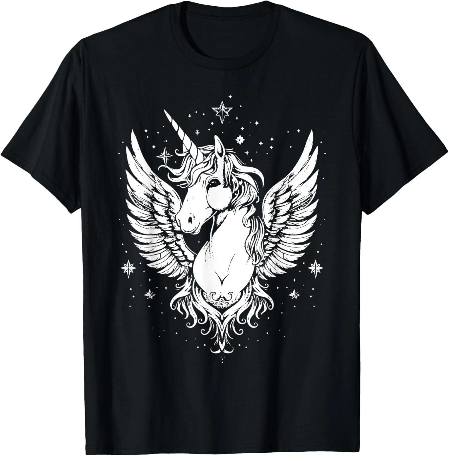 Mystical Pegasus Cute Unicorn Celestial Gothic T-Shirt Made In USA XS