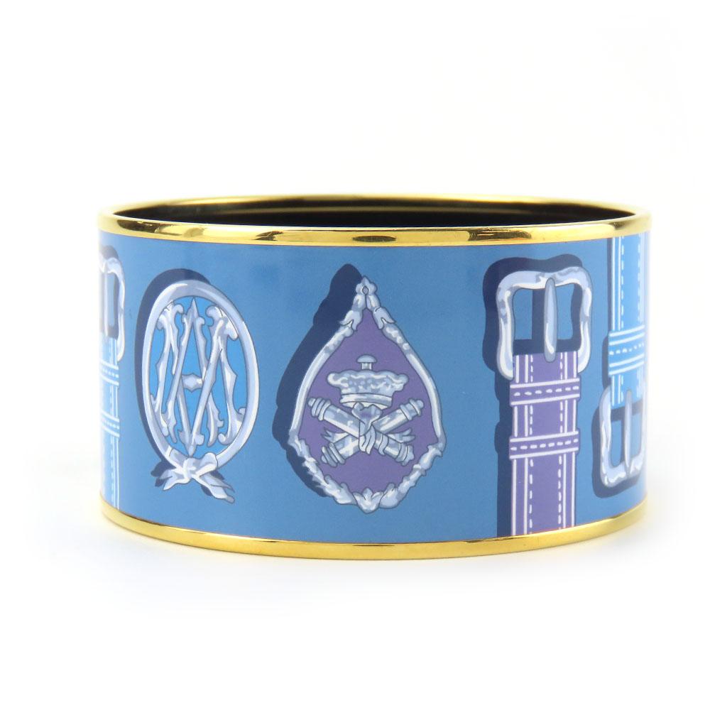Used HERMES Bracelet Emile TGM Metal 65.5g Blue Multicolor Bangle