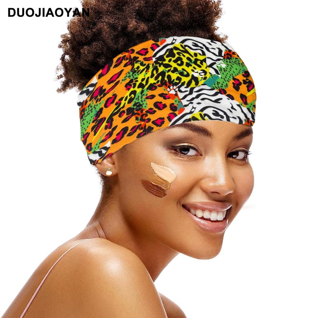 Knot Headband, Color Blocked Pattern Printed Sports Headband, Fashionable Polka Dot Wide Edge Elastic Headband