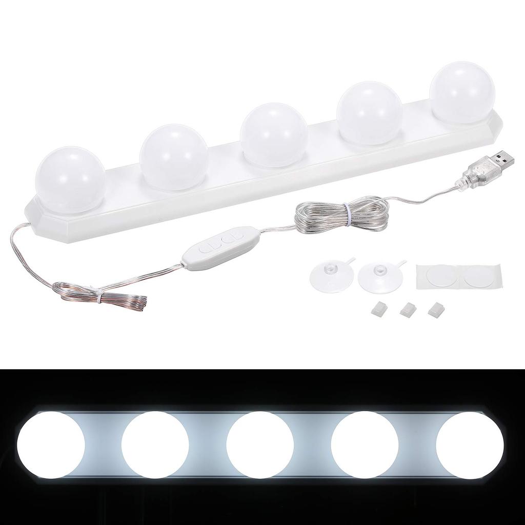 Tomshine Actress LED Mirror Lighting 5 LED Adjustable No Holes Hollywood USB Charging Cable Easy for Beauty and Bathrooms Light, Light, 3-Color +