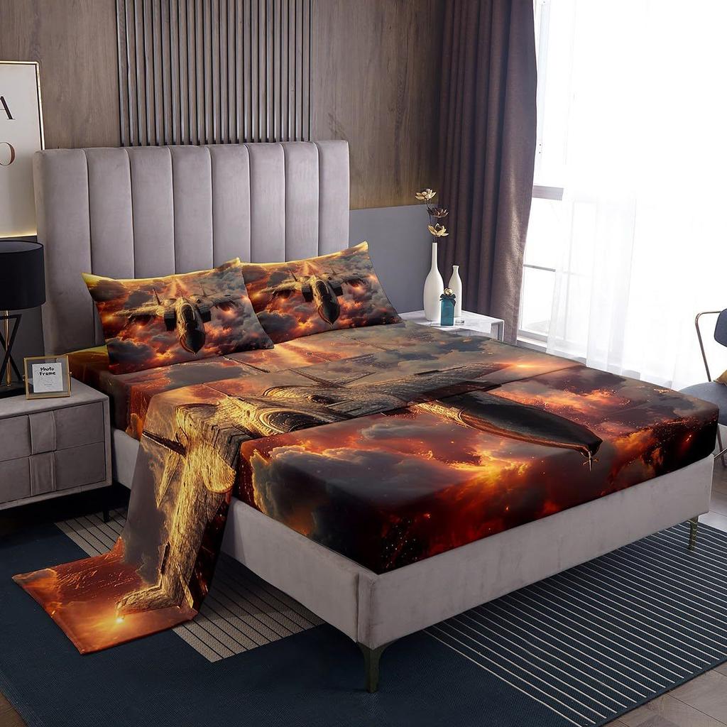 Halloween Ghost Bat Cartoon Pattern Sheet Four-Piece Bedroom Room Dormitory Bedding Decoration