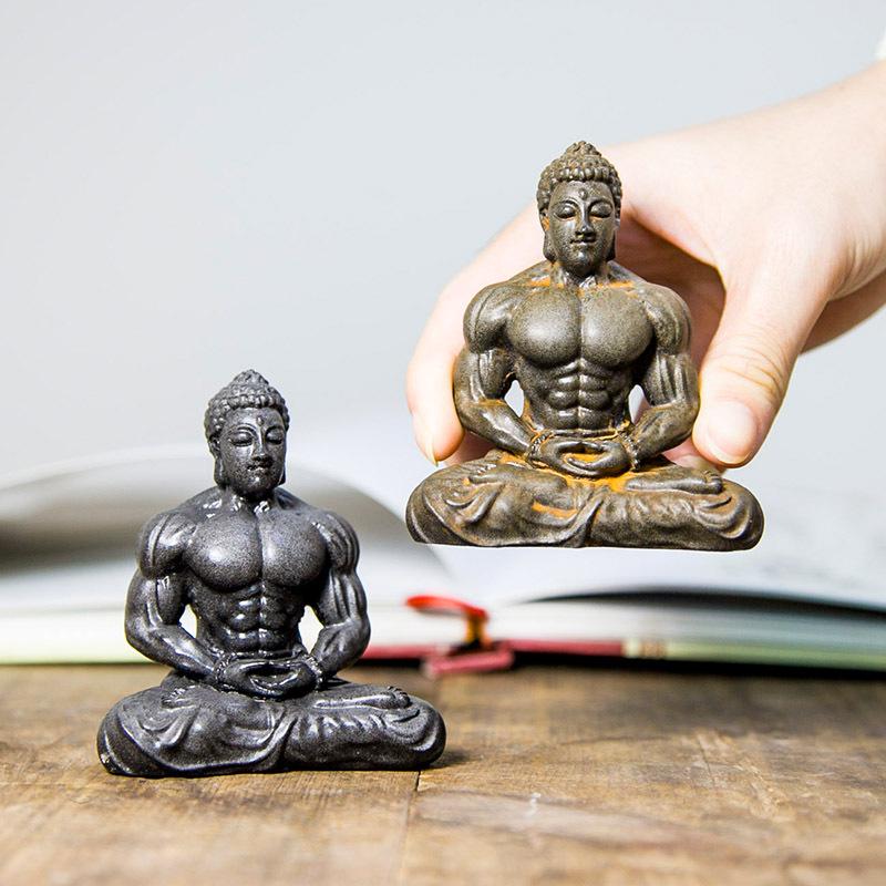 Creative Retro Chinese Buddha Statue for Home and Office Zen Decor