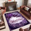 Floral Theme Crystal Velvet Rug Personalized Custom Name Text Soft Floor Mat Home Decor