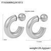 Qiong Yao 18K Gold-Plated C-Shaped Steel Bead Earrings for Women – Autumn/Winter Fashion Accessories