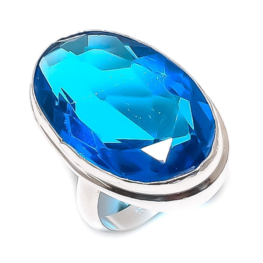 

Натуральный швейцарский голубой топаз драгоценный камень 925 стерлинговое серебро ювелирное кольцо размер 6 d6A91