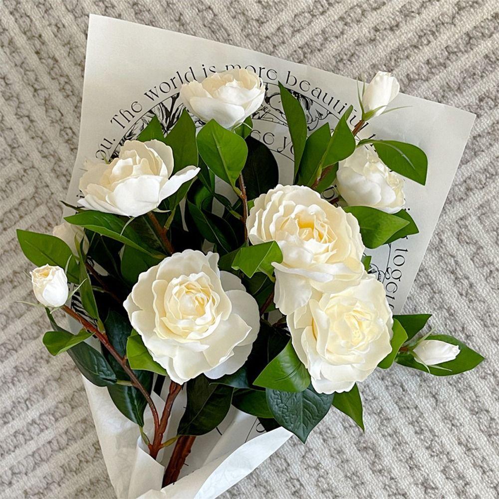 Handmade Artificial Gardenia Branches Real Touch Fake Flowers  Wedding Party Decor
