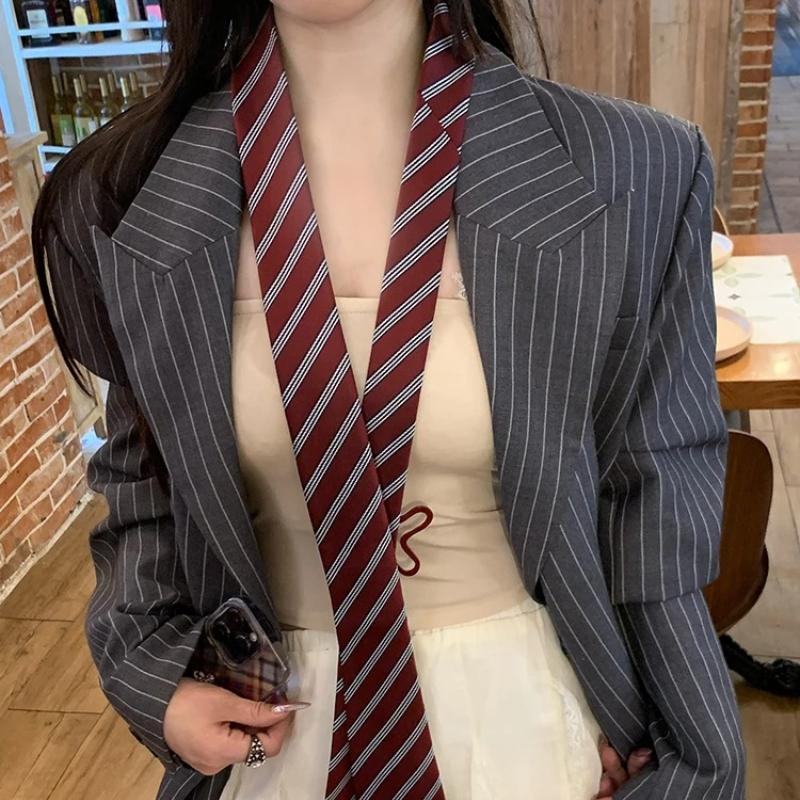 Long Skinny Plaid Waist Belt with Jeans Necktie Scarf Decorative Accessory Personality Trendy Hairband Fashionable Accessory
