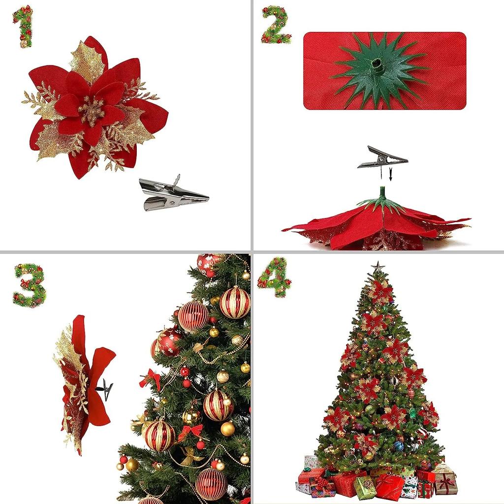 10/5/1 stücke 14,5 cm Glitter Künstliche Weihnachtsblumen Weihnachtsbaum Dekoration Frohes Neues Jahr Ornamente Weihnachten Gefälschte Blumen Natal