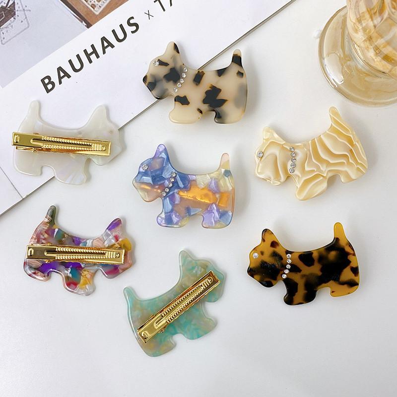 Charming 5.3cm Acetate Hair Clip With Playful Dog Theme Perfect For Stylish Girls