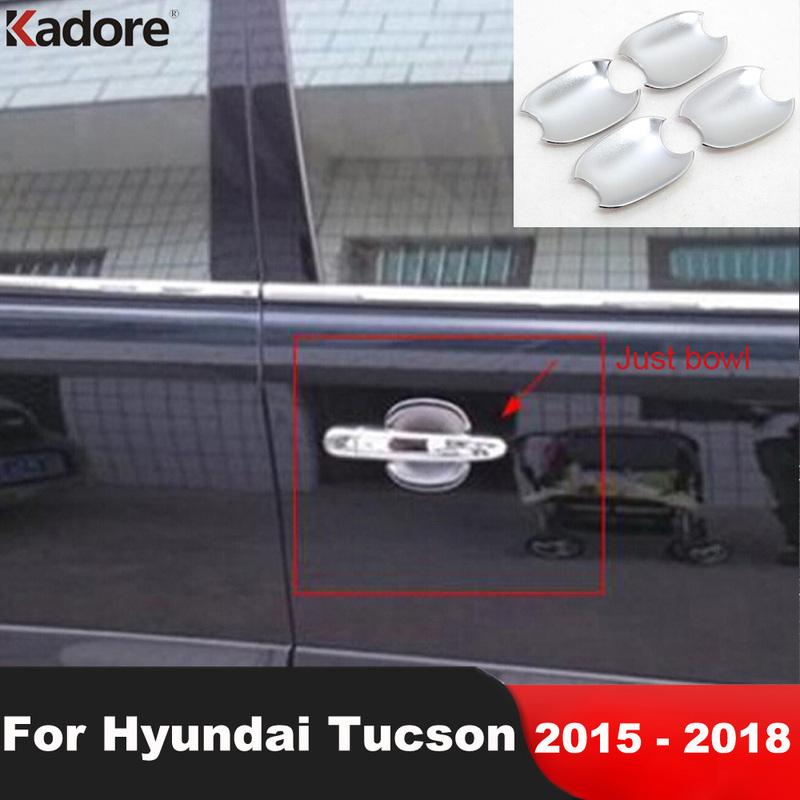 Side Door Handle Bowl Cover Trim For Hyundai Tucson 2015 2016 2017 2018 Chrome Car Accessories Door Handles Cup Frame Covers