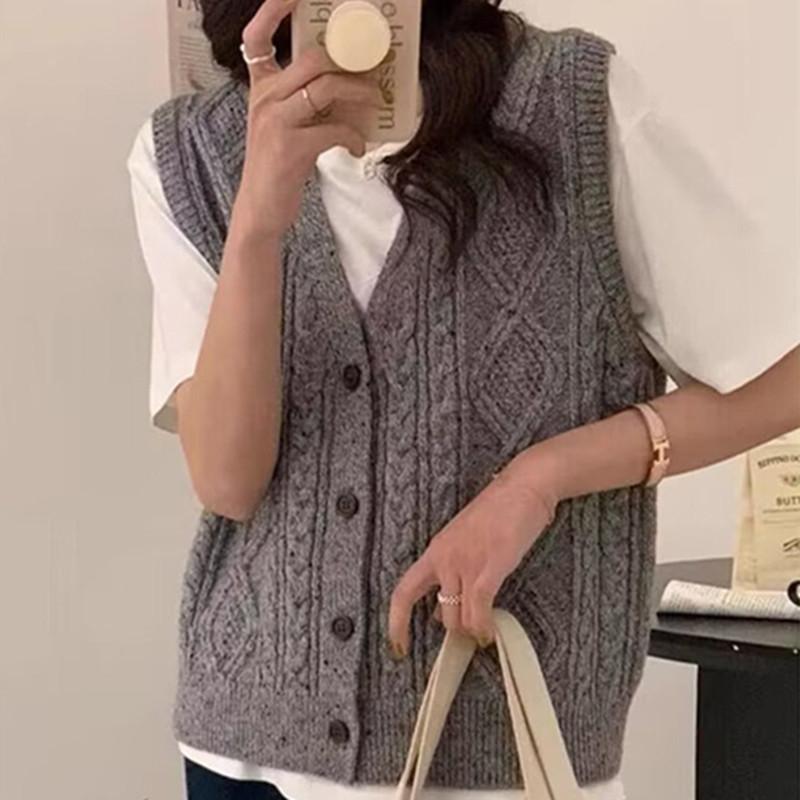 

GMXIA Design Sense Niche безрукавный трикотажный жилет женский свободный топ перекрывающий ношение ромбовидная клетка клип женская мода One size