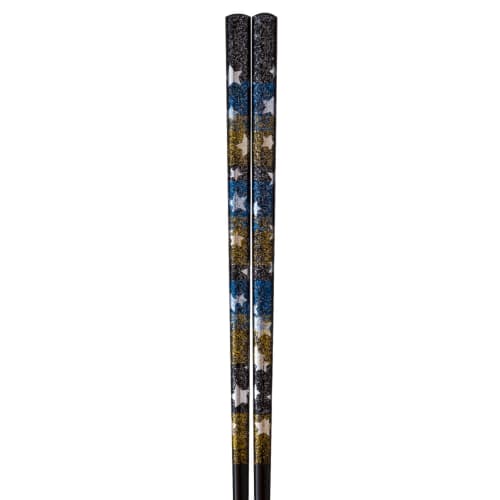NAKANO Wakasa Lacquer Chopsticks, Dishwasher Safe, Natural Wood, 21cm, Black, Blue, Kiraboshi Design, Silver Leaf Finish, Non-Slip, Easy to Grip, Made