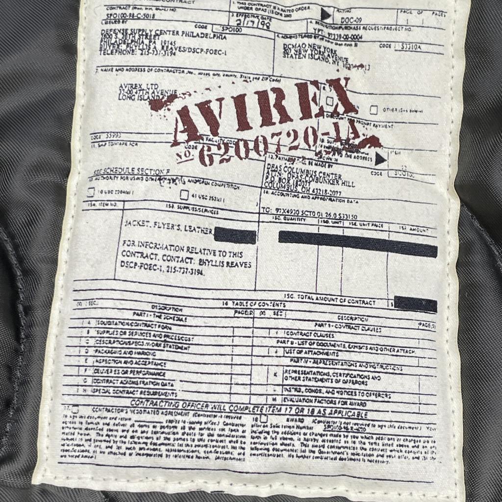 AVIREX 652201 Black CWU-45P Elite Group Quilted Military Flight Jacket Jacket S blackUsed