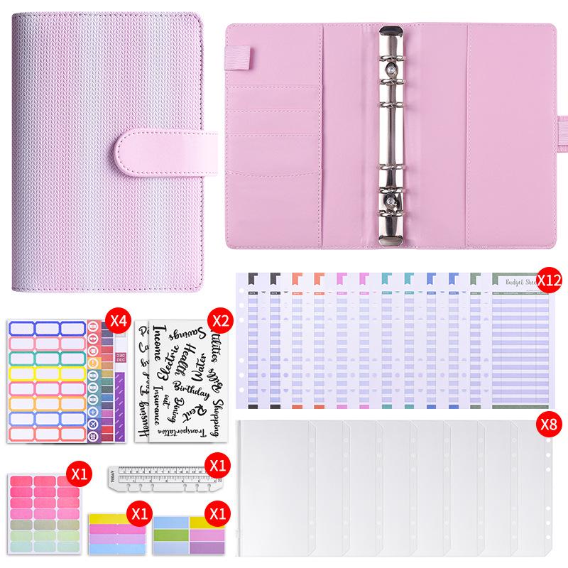 Gradient Stripe Loose-Leaf Planner - Trendy Student Notes Book