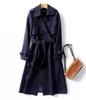Classic Double Breasted Trench Coat with Belt, Khaki Casual Windbreaker Jacket