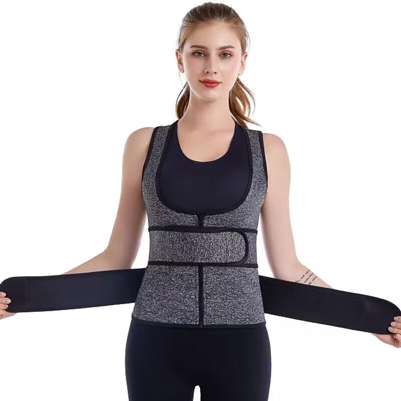 Unisex Double-Waist Zipper Slimming Vest for Exercise and Shaping