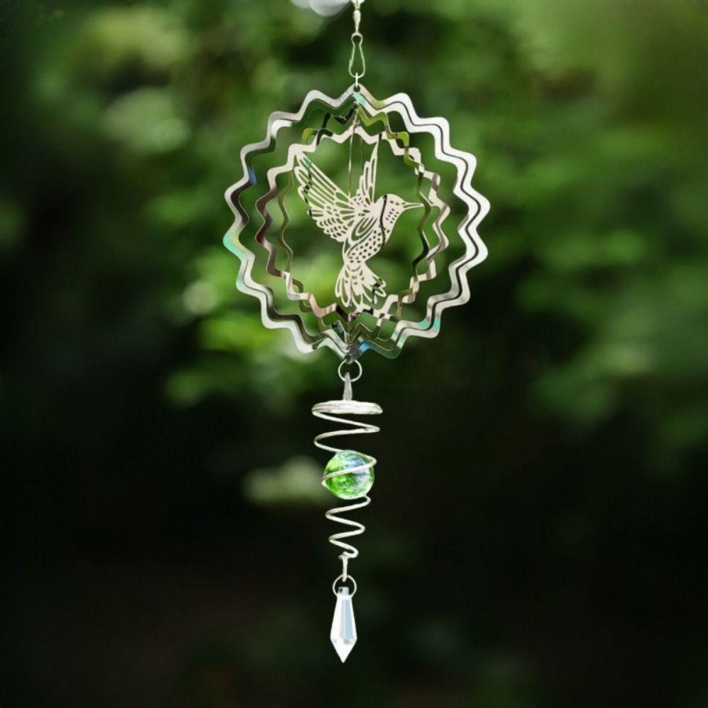 3D Flowing Wind Spinner 10/15cm Stainless Catcher Hanging Decor 10 Styles Yard Garden Mirror Rainbow