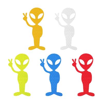 5pcs Motorcycle Car Alien Reflector Stickers Adhesive Decorative High Reflective Stickers Vehicle Decoration Waterproof