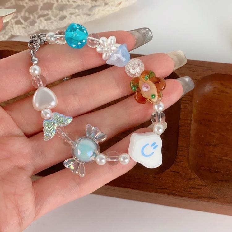 Festliches Mehrfarbiges Wolkenperlen-Armband Verstellbare Handgelenkkette Schmuck zum Stapeln Teenager-Mädchen Modezubehör