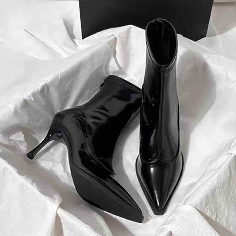 Autumn Winter Pointed Toe Women Thin Heel Ankle Boots Street Style Party Stripper Short Botas Mujer