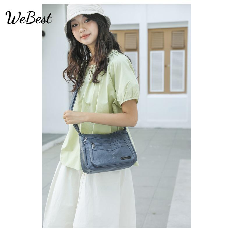 

Simple PU Leather Multi Pocket Shoulder Bag чорний