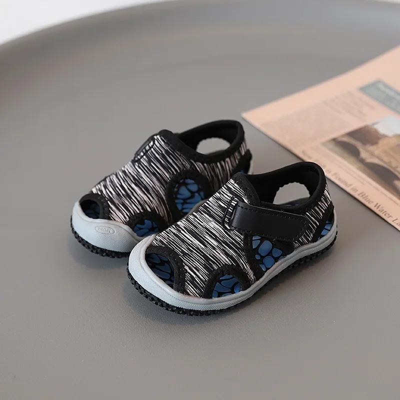 

Summer Baby Girl Boy Sandals Children Beach Sandals Soft Bottom Non-slip Infant Toddler Shoes Outdoor Anti-collision Kids Shoes 22 Insole 14.1 cm чорний