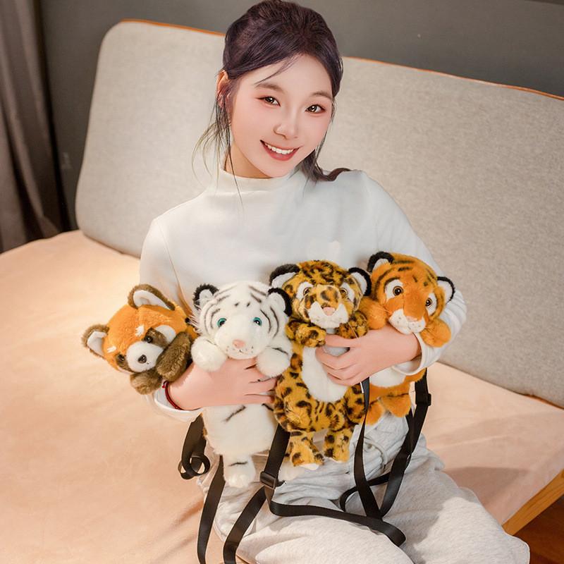 Adorable Plush Tiger Crossbody Bag For Kids Featuring Soft Short Pile Fabric Design