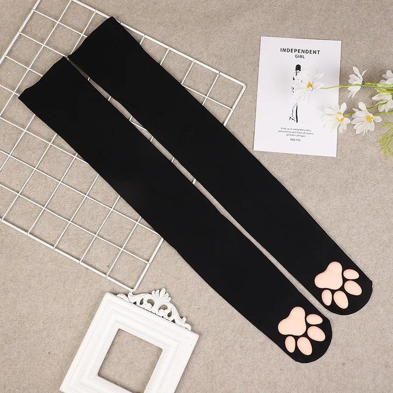 Womens Over Above Knee Socks Thigh High Stockings Kitten Claw Cat Paw Pad Ladies Pink 3D Long Sock Cosplay Harajuku Y2K Female