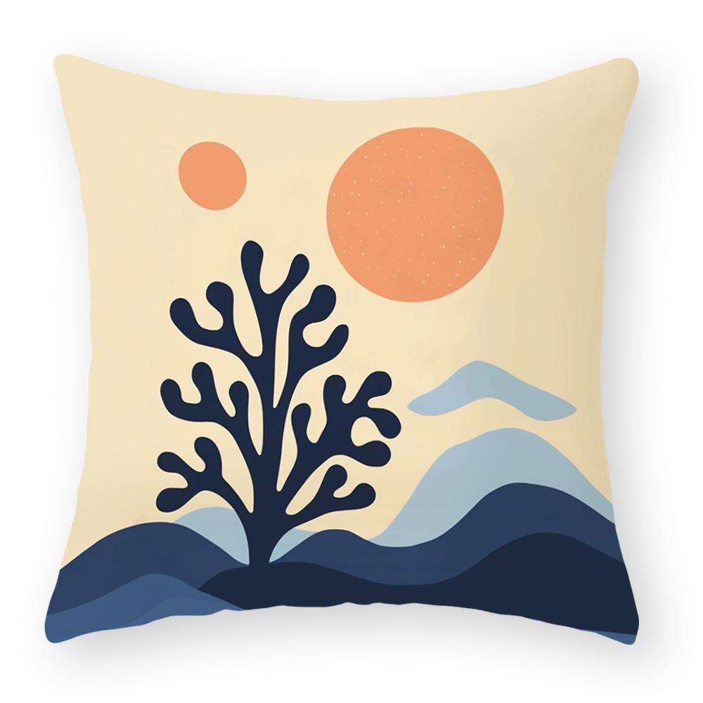Cotton and Linen Pillowcase Oil Painting Printed Pillowcase Home Sofa Cushion Pillowcase Car Waist Cushion Seat Cushion