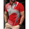 3D Printed Color Striped Men's Polo Shirt