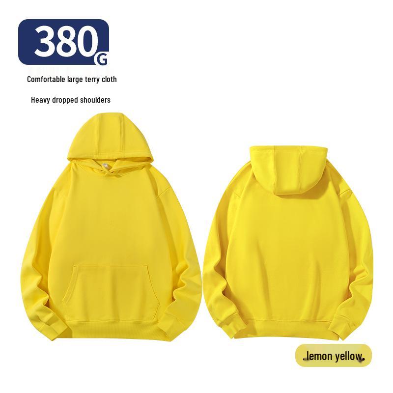 Unisex Heavy-Duty 380g Hoodie, Drop-Shoulder, Loose Fit, Solid Color Cotton, Ideal for Autumn/Winter Sports, Available In Stock. 