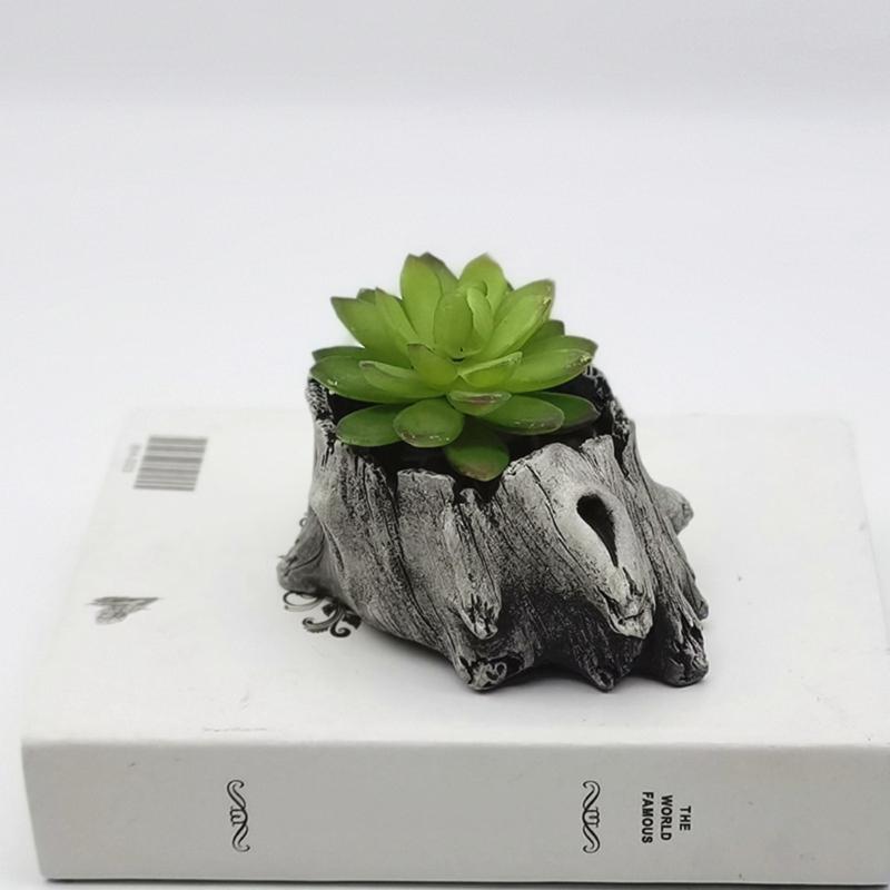 Artificial Driftwood Planter Sculpture Resin Succulents Flower Pots Imitation Wood Pile Porous Bonsais Tree Plant Pots