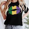 Women's Casual Carnival Print T-Shirt Round Neck Pullover Short Sleeve Top