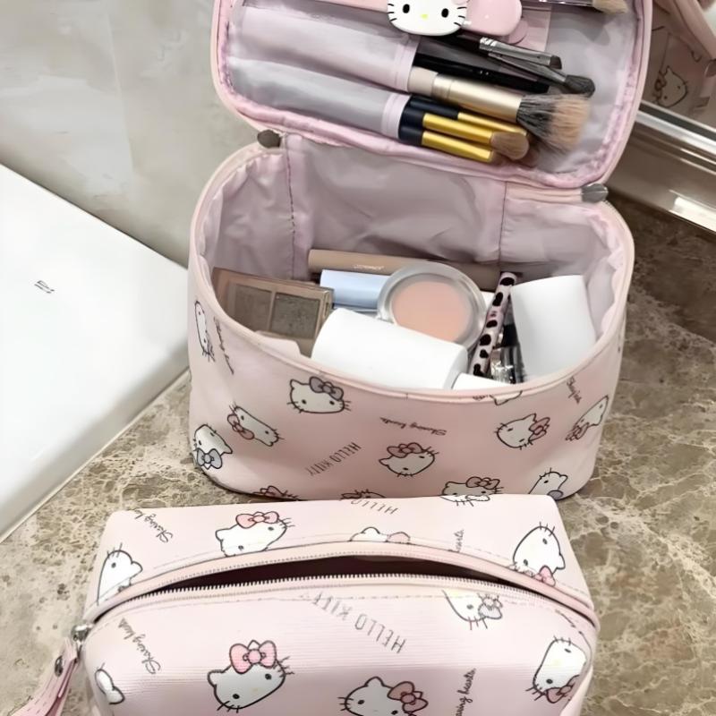 Bolsa de Cosméticos Rosa Hello Kitty Grande Capacidade Portátil Armazenamento Bolsa de Mão Bolsa de Armazenamento Hello Kitty
