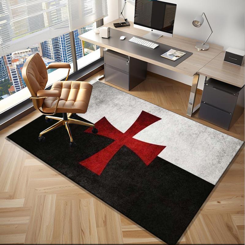 Knights Templar Symbol Office Rug Chair Mat, Game Carpet, Suitable for Front Door, Bedroom, Living Room, Desk, Holiday Gift
