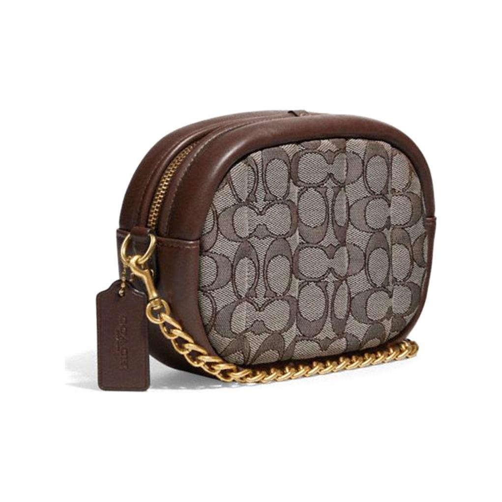 Coach Camera 20 Classic Monogram Turnlock Zipper Chain Round Crossbody Bag Women crossbody bag Brown C5275-B4S0M