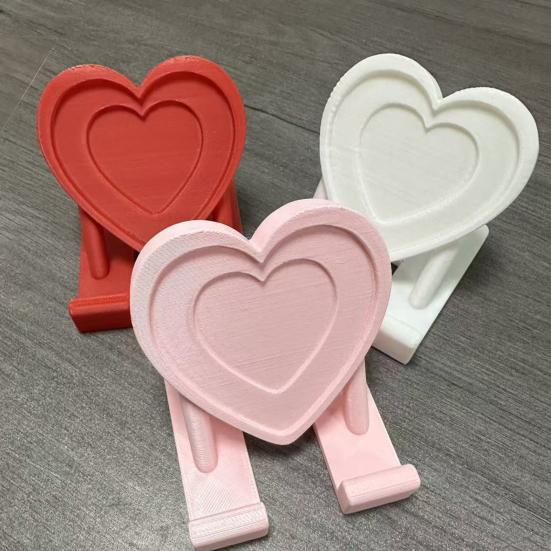 Heart Cell Phone Holder 3D Printed Love Heart Shaped Mobile Phone Stand Valentine's Day Gift for Home Office Desktop Decoration