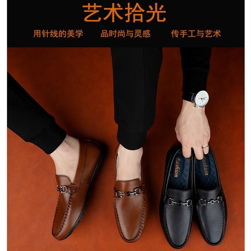 Bolu Ma Doudou Shoes Men's Leather Shoes Versatile Business Retro One Pedal Casual