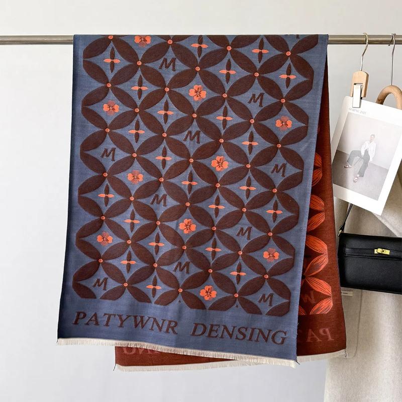 2024 New Letter Printed Fashionable Imitation Cashmere Scarf,Women's Dual-use Air Conditioning Shawl for Student